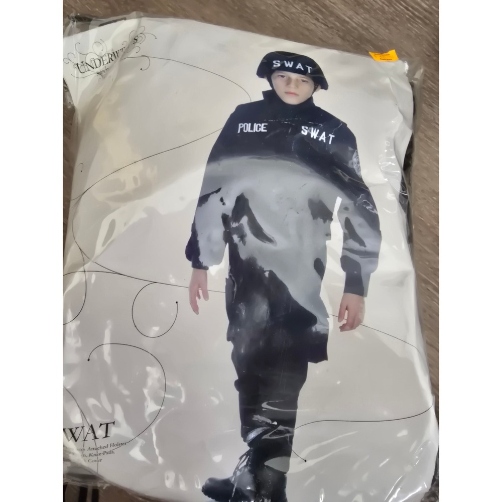 Underwraps Kids SWAT Police Officer Costume Jumpsuit Helmet Cover Small 2370